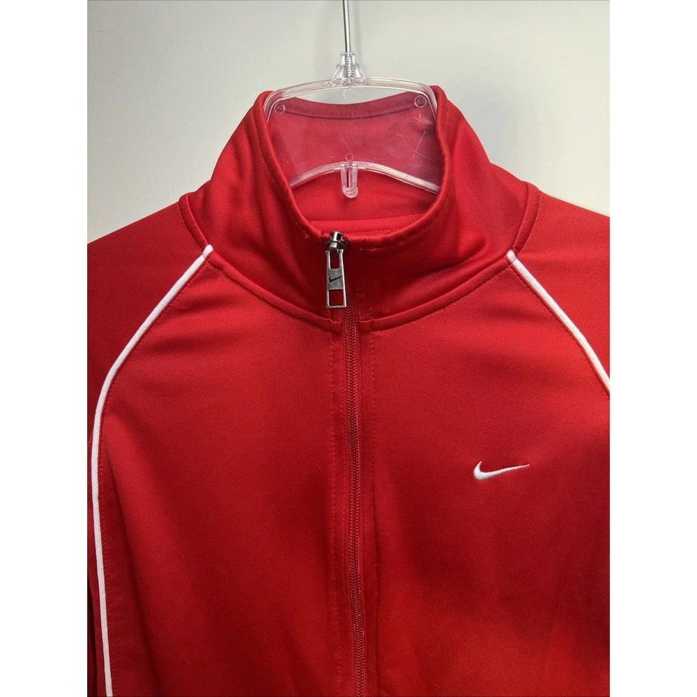Nike The Athletic Dept Women's Large Red Full Zip Track Jacket White Piping